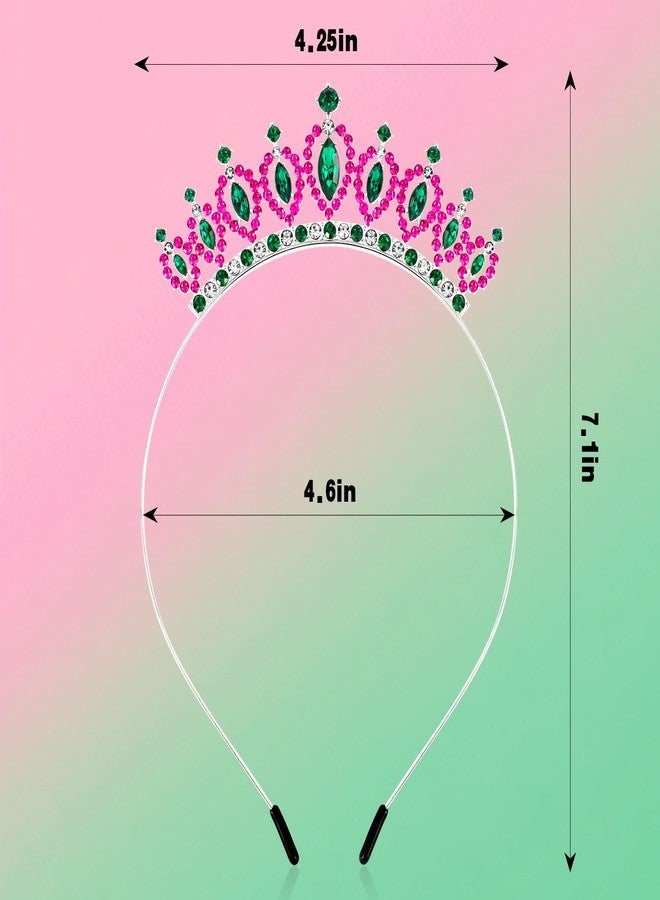 هابدو طوق رأس هابدو مرصع بالكريستال الوردي والأخضر للنساء والفتيات، طوق رأس أنيق مزين بأحجار الراين بتصميم ساحر، إكسسوارات شعر براقة، هدايا لها - Image 2